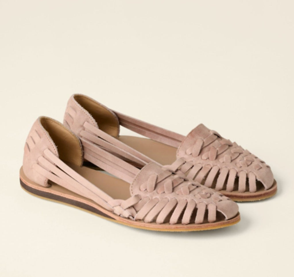 Women's Woven Leather Closed-Toe Comfortable Sandals Slip-On Flats - Pink