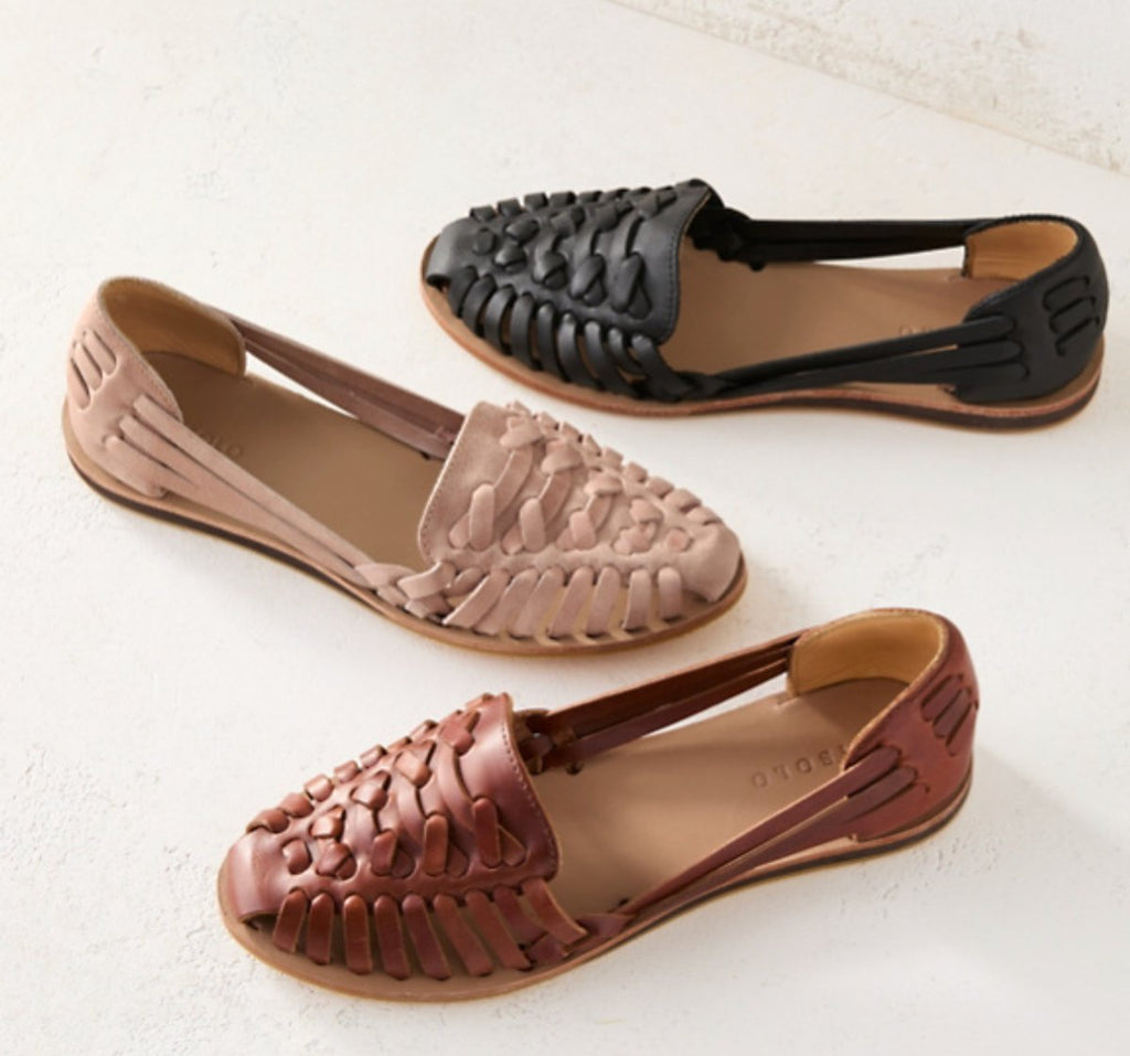 Women's Woven Leather Closed-Toe Comfortable Sandals Slip-On Flats